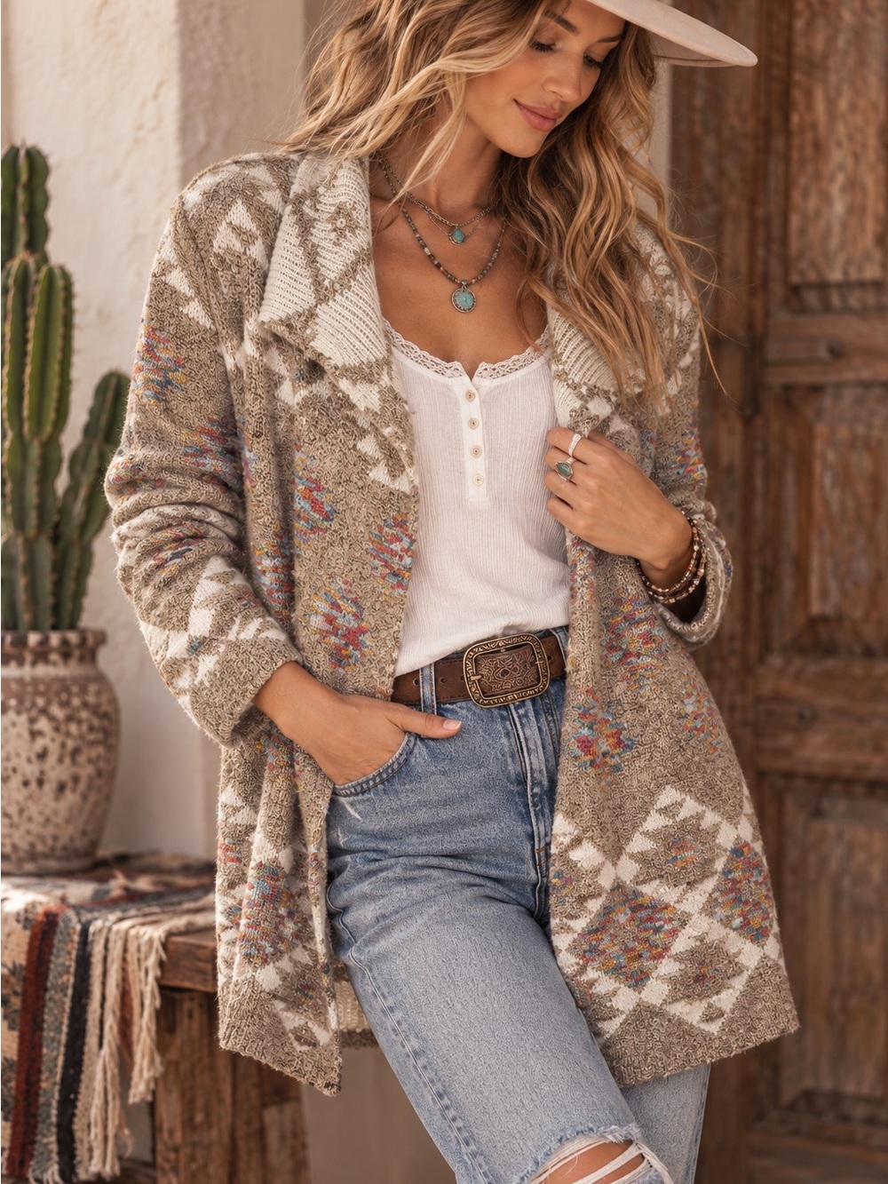 🌵 Love On A Hanger Southwestern Aztec Open Front Cardigan Medium